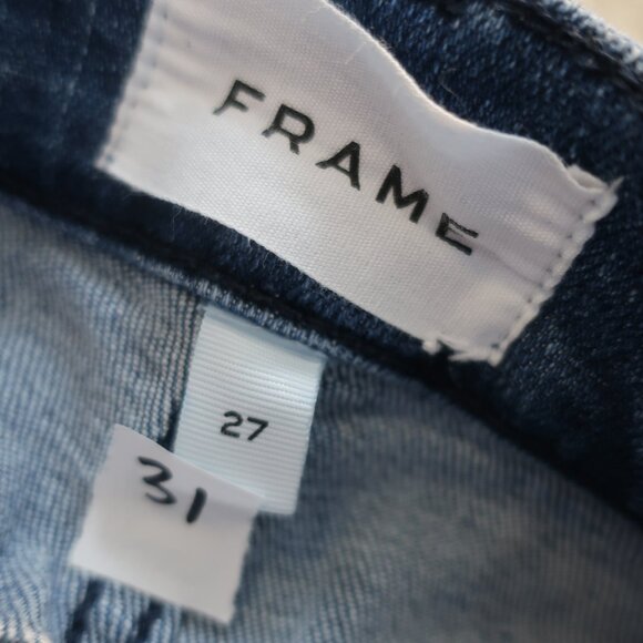 Womens Frame Le Palazzo Temple Blue High-Rise Wide Leg Crop Denim Jean 27 - Picture 11 of 12